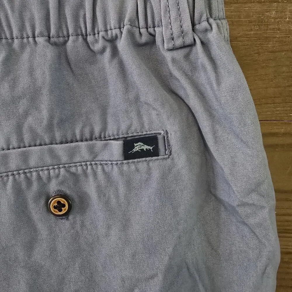 Tommy Bahama Relax Cargo Shorts Mens Medium Blue Elastic Waist Drawstring Cotton